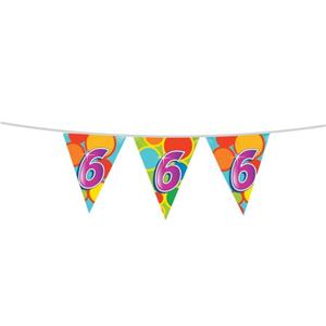 Vlaggenlijn 6 jaar - 10 meter - plastic - 6e verjaardag versiering - leeftijd slinger