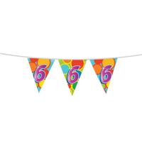 Vlaggenlijn 6 jaar - 10 meter - plastic - 6e verjaardag versiering - leeftijd slinger