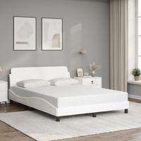Bedframe met hoofdbord kunstleer wit 140x190 cm