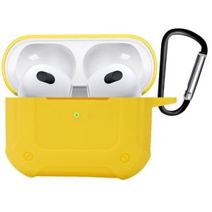 Basey Hoes Voor AirPods 3 Hoesje Shock Case Met Karabijnhaak - AirPods 3 Case Shock Hoes Cover - Geel