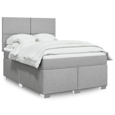 Boxspring met matras stof lichtgrijs 140x190 cm