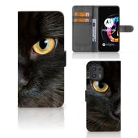 Motorola Edge 20 Lite | Telefoonhoesje | Met pasjeshouder | Zwarte Kat