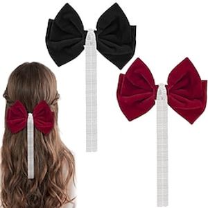 1 stks grote strass boog kwastje haar clip lint franse haarspeldjes lange kwast haarspeld mode haar styling accessoires voor vrouwen meisjes Lightinthebox