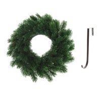 Kunst kerstkrans groen 35 cm met ijzeren hanger Kunst kerstkrans groen 35 cm met ijzeren hanger