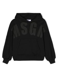 MSGM Kids hoodie en coton à logo imprimé - Noir