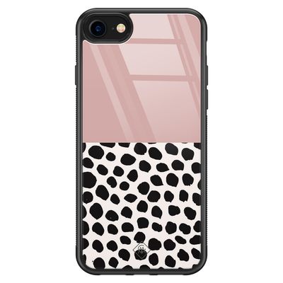 iPhone SE 2020 glazen hardcase - Pink dots