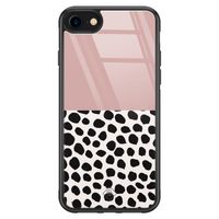 iPhone SE 2020 glazen hardcase - Pink dots