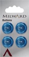 Milward Glans Knoop Blauw 17mm (4 stuks)