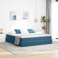Opbergbed met matras Donkerblauw 160 x 200 cm Fluweel