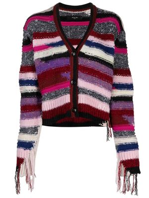 AMIRI cardigan rayé à col v - Violet