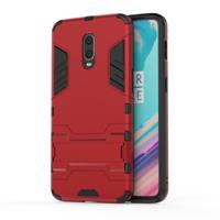 Schokbestendige PC + TPU Case voor OnePlus 6T met houder (rood)