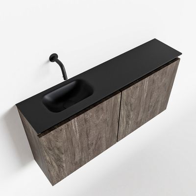 Toiletmeubel Mondiaz Ture | 100 cm | Meubelkleur Dark brown | Eden wastafel Urban Links | Zonder kraangat