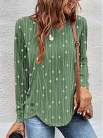 Casual Crew Neck Geometric Long Sleeve Loose T-Shirt - thumbnail