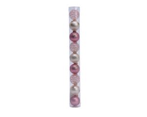 Kerstballen 3cm 9 stuks glas roze/champa