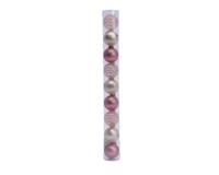 Kerstballen 3cm 9 stuks glas roze/champa