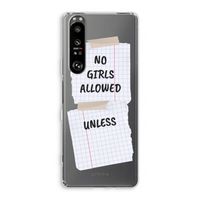 No Girls Allowed Unless: Sony Xperia 1 III Transparant Hoesje