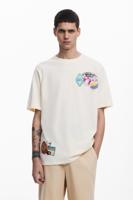 T-shirt met korte mouwen en borduursels - WHITE - XL