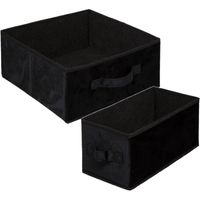 Set van 2x stuks opbergmanden/kastmanden 7 en 14 liter zwart van polyester 31 cm - Opbergkisten - thumbnail
