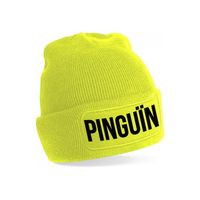 Pinguin muts unisex one size - geel Pinguin muts unisex one size - geel