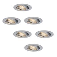 Set van 6 Jose LED inbouwspots - 5 Watt 400 lumen - 4000K Neutraal wit - GU10 - Dimbaar - Rond - Kantelbaar - Voor binnen - RVS