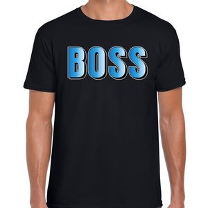Boss t-shirt zwart met blauwe letters voor heren 2XL  -