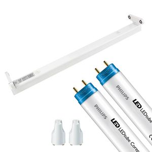 LED TL Armatuur met T8 Buis - Aigi Dybolo - 60cm Dubbel - Philips - CorePro LEDtube EM 865 - 16W - Helder/Koud Wit 6500K