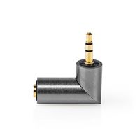 Stereo-Audioadapter | 3,5 mm Male | 3,5 mm Female | Verguld | Recht | Metaal | Goud / Gunmetal-Grijs - thumbnail