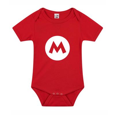 Verkleed kraamcadeau - baby rompertje - Mario M - rood - jongen/meisje - coole babykleding Verkleed kraamcadeau - baby rompertje - Mario M - rood - jongen/meisje - coole babykleding