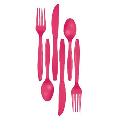 Creative Converting Kunststof bestek setje - 48x delig - roze - herbruikbaar