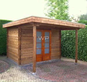 Woodpro Drenthe Tuinhuis 300x350 cm 28 mm vuren blank- Plat dak- Hout- Woodpro
