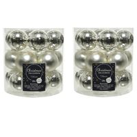 36x stuks kleine glazen kerstballen zilver 4 cm mat/glans - Kerstbal