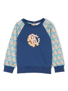 Roberto Cavalli Junior sweat en coton à logo brodé - Bleu