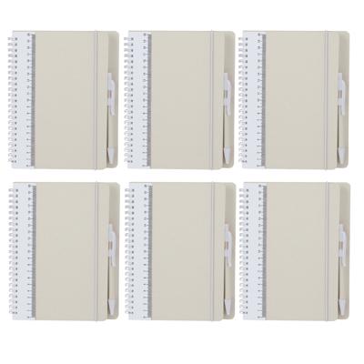 Notitieboekje / opschrijfboekje A5 - 6x - wit - Harde kaft - 18 x 21 cm - 70 pagina's - met liniaal