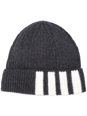 Thom Browne bonnet nervuré en cachemire - Gris