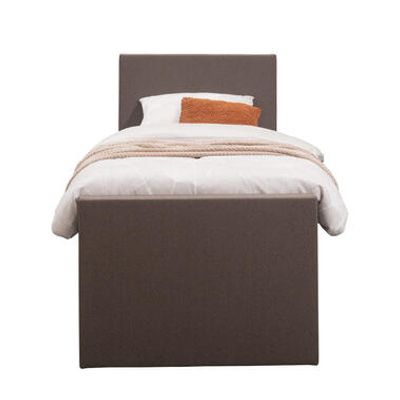 Boxspring met voetbord Liv egaal - donkerbruin - 90x200 cm - slanke poot - Leen Bakker