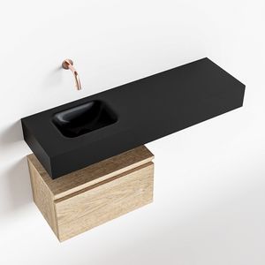 Toiletmeubel Mondiaz Andor | 100 cm | Meubelkleur Washed oak | Lex vrijhangend wastafel Urban Links | Zonder kraangat