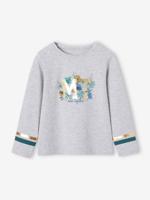 Sportief shirt met glanzend tropisch motief meisjes gemêleerd grijs