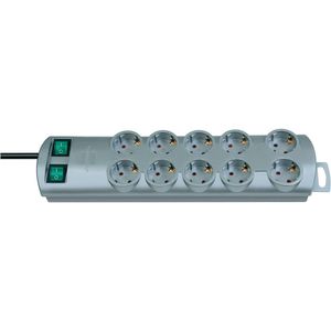 Brennenstuhl Stekkerdoos met schakelaar 10-voudig Geaarde stekker Zilver | 1153390120 - 1153390120