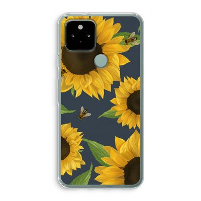 Sunflower and bees: Google Pixel 5 Transparant Hoesje