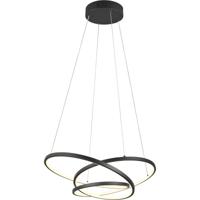 LED Hanglamp - Trion Alvin - 34W - Aanpasbare Kleur - Dimbaar - Rond - Mat Zwart - Metaal