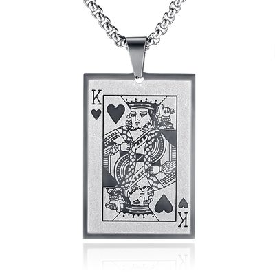 Zilverkleurige Venetiaanse Heren Schakelketting met Koning Hanger
