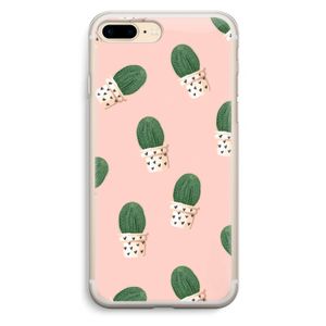 Cactusprint roze: iPhone 7 Plus Transparant Hoesje