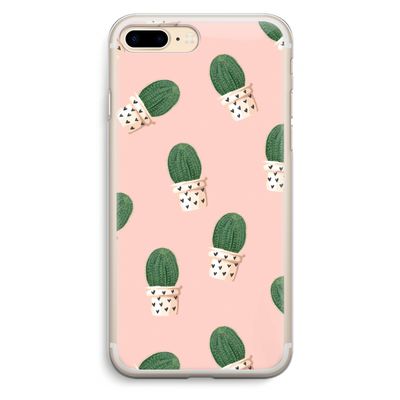 Cactusprint roze: iPhone 7 Plus Transparant Hoesje