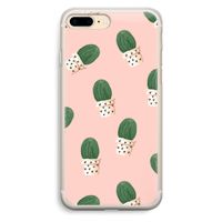 Cactusprint roze: iPhone 7 Plus Transparant Hoesje