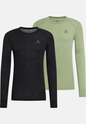 Odlo Bl Crew Neck L/S Active Warm 2 Pack Thermoshirt Heren Black - Matte Green S