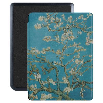 Lunso - Kobo Nia hoes (6 inch) - Vegan Saffiano Leren sleep cover - Van Gogh Amandelbloesem
