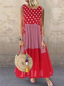 Printed Sleeveless Round Neck Sweet Weaving Dress