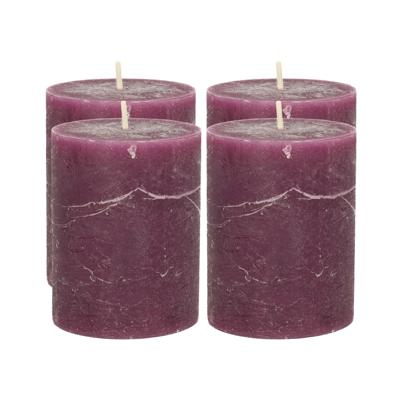Atmospera Stompkaars/cilinderkaars - 4x - bordeaux rood - 7 x 9 cm - middel rustiek model Atmospera Stompkaars/cilinderkaars - 4x - bordeaux rood - 7 x 9 cm - middel rustiek model