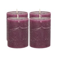 Atmospera Stompkaars/cilinderkaars - 4x - bordeaux rood - 7 x 9 cm - middel rustiek model