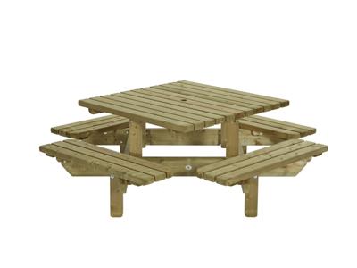Picknicktafel vierkant 195x195 - Talen buitenmeubelen